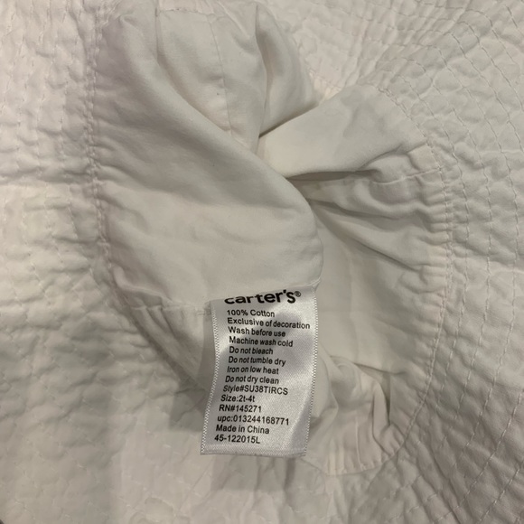Carters. Toddler girl white bucket hat. EUC. Size 2-4T. - Picture 3 of 3